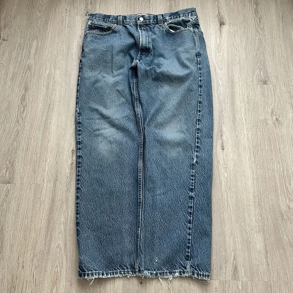 Levi's 505 Jeans Mens 35x30 Blue Medium Wash Regular Fit Straight Leg Y2K Cotton
